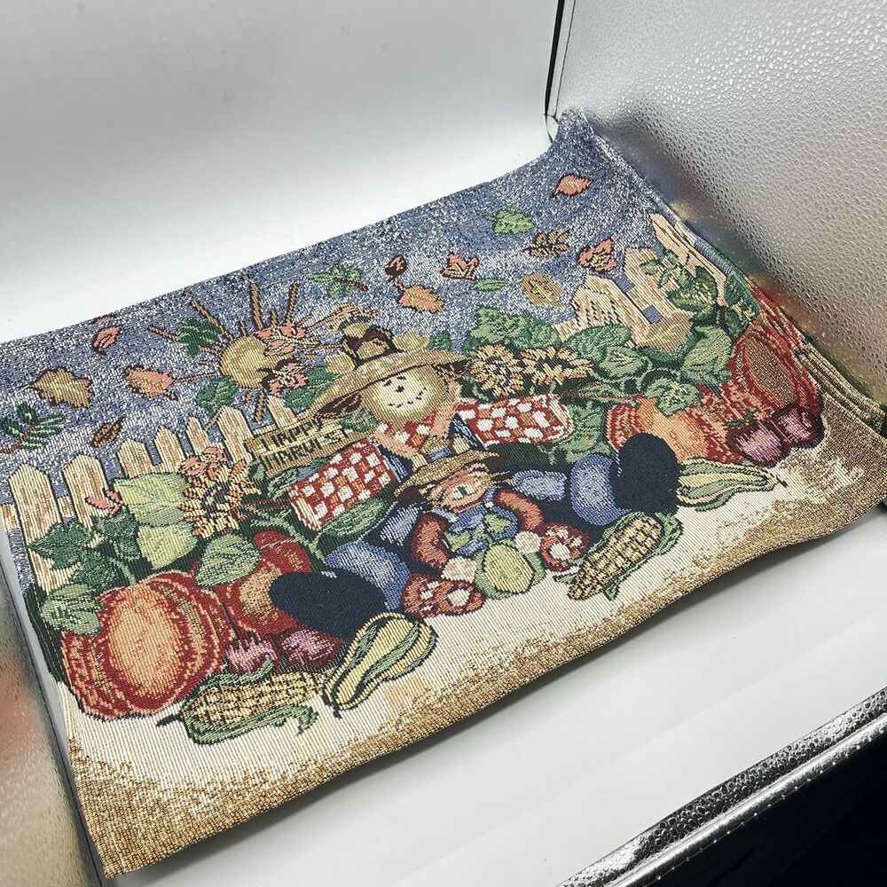 Vintage Tapestry Cotton Happy Harvest Placemats - Set Of 6